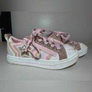 SKECHERS Pink and Gold Glitter Kids Shoes size 12